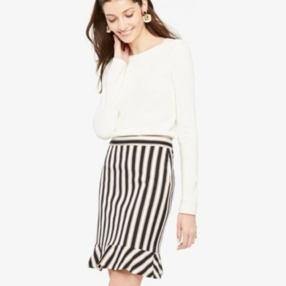 Ann Taylor Striped Flounce Skirt
